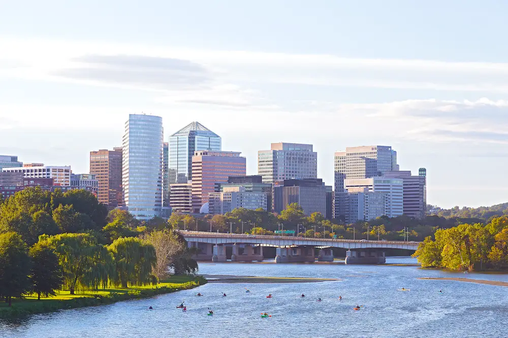 Rosslyn skyline in Arlington, VA, seen across the Potomac River