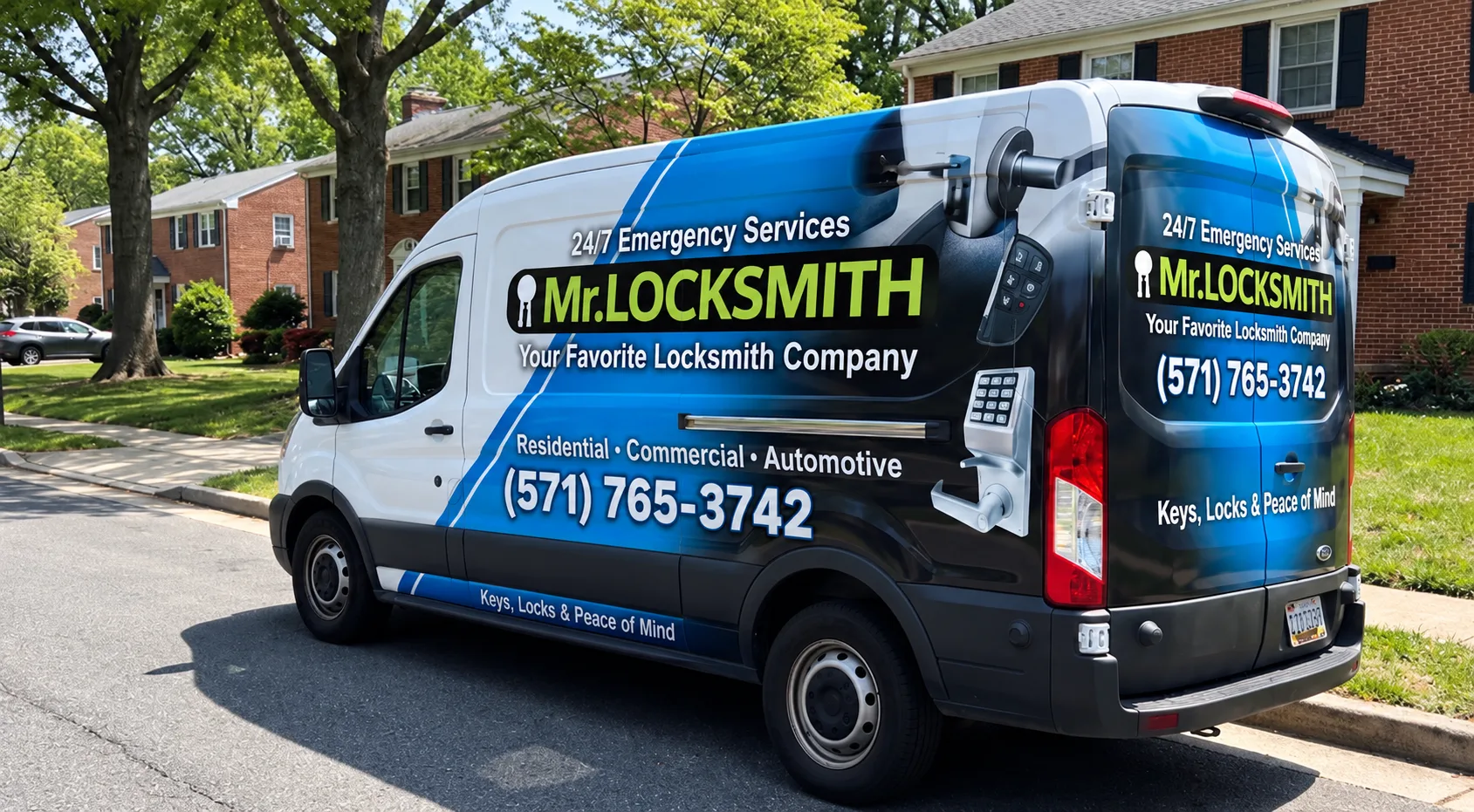Contact Mr. Locksmith Arlington – mobile locksmith van with our (571) 765-3742 number