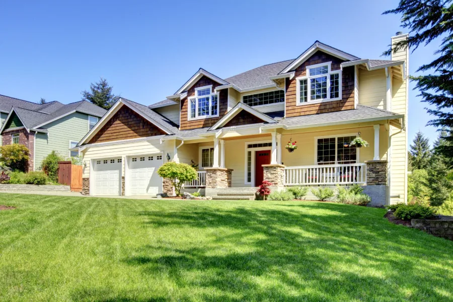 Two-story family home in a residential neighborhood